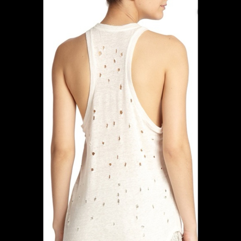 IRO - Doris Distressed Oversized Tank Top - Off White - Size 0